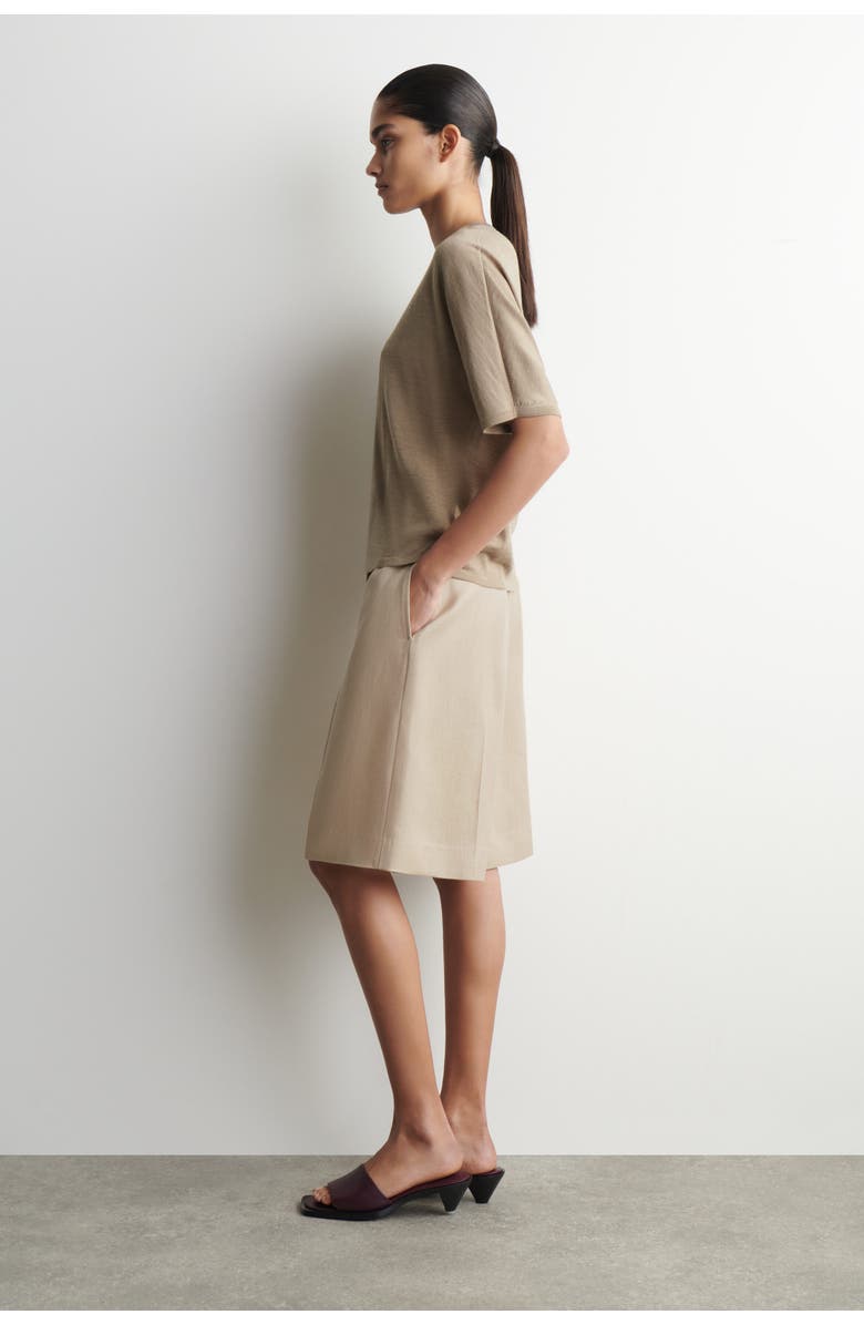 COS Knitted Merino Wool T-Shirt, Alternate, color, Light-Brown Mélange