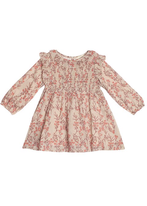 Autumn Floral Tan Long Sleeve Dress (Baby)