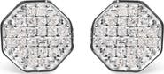 Haus of Brilliance 10K White Gold 7/8 Cttw Princess Diamond Composite Octagon Shaped Stud Earrings