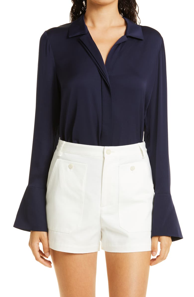 KOBI HALPERIN Liv Stretch Silk Blouse, Main, color, Midnight Blue