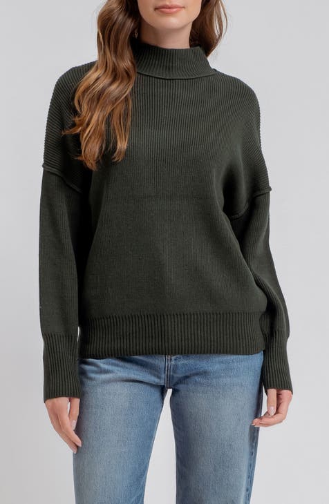 Mock Neck Ribbed Sweater