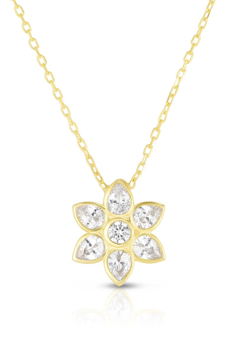 Flower Pendant Necklace, Main, color, GOLD