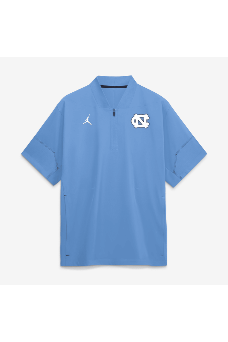 Men's Jordan Brand Carolina Blue North Carolina Tar Heels 2026 Sideline Short Sleeve Quarter-Zip Coach Jacket, Main, color, Light Blue