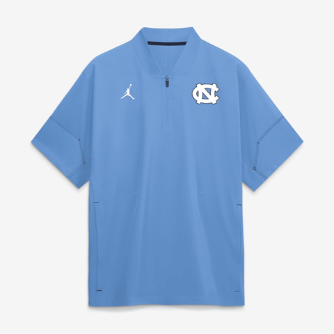 Men's Jordan Brand Carolina Blue North Carolina Tar Heels 2026 Sideline Short Sleeve Quarter-Zip Coach Jacket