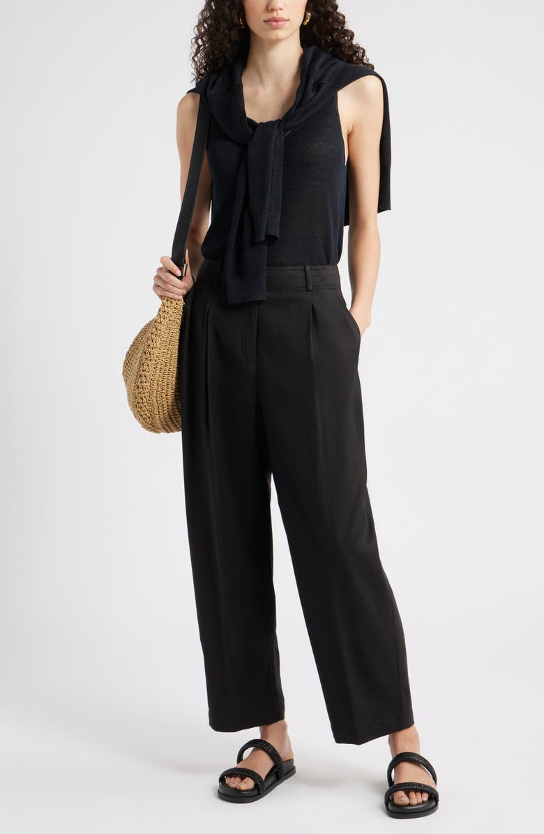 Nordstrom Crop Wide Leg Pants, Alternate, color, Black