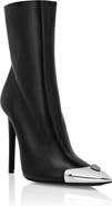 PHILIPP PLEIN Leather Boots High Heels Mid Skull Strass Women