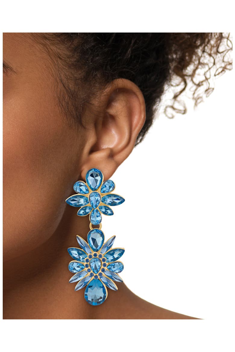 Crysal Flower Drop Earrings (Nordstrom Exclusive), Alternate, color, BLUE/ GOLD