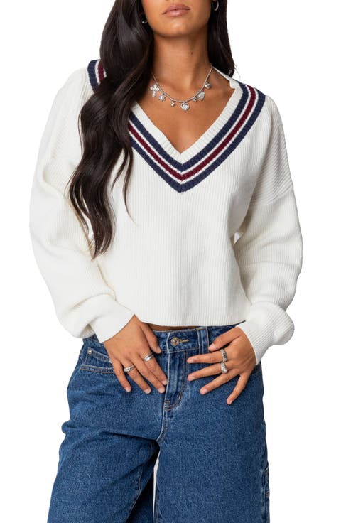 Lauryl Stripe V-Neck Sweater