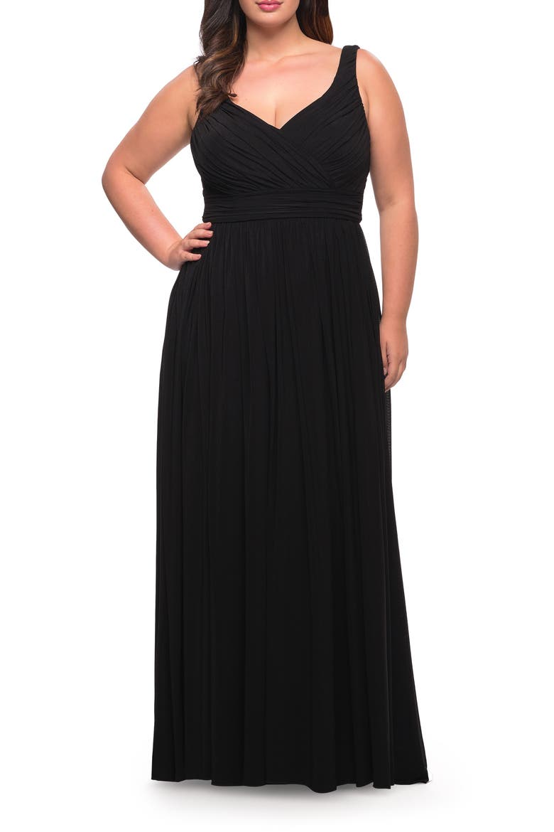 Plus Size Long Gown, Alternate, color, BLACK