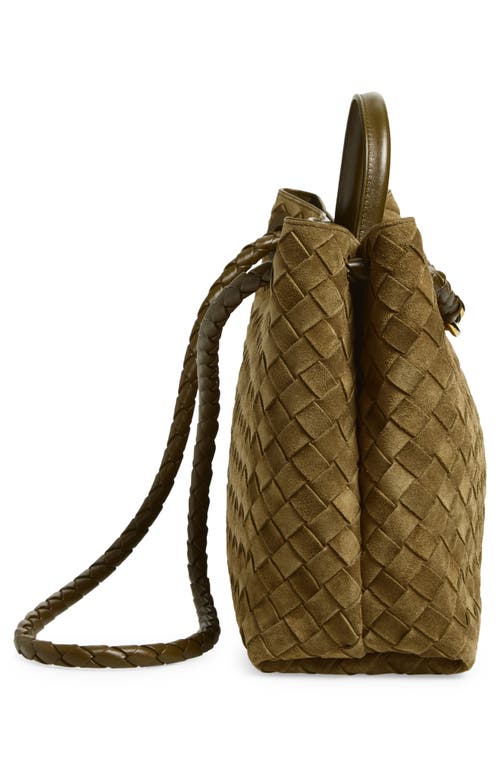 Bottega Veneta Medium Andiamo Intrecciato Suede Shoulder Bag In Brown