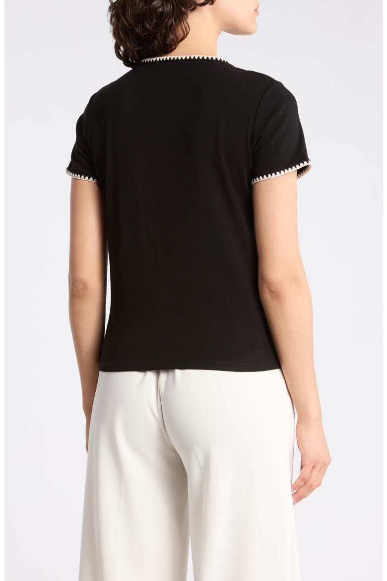 Short Sleeve Shell Stitched T-Shirt, Alternate, color, BLACK/ IVORY STITCHING