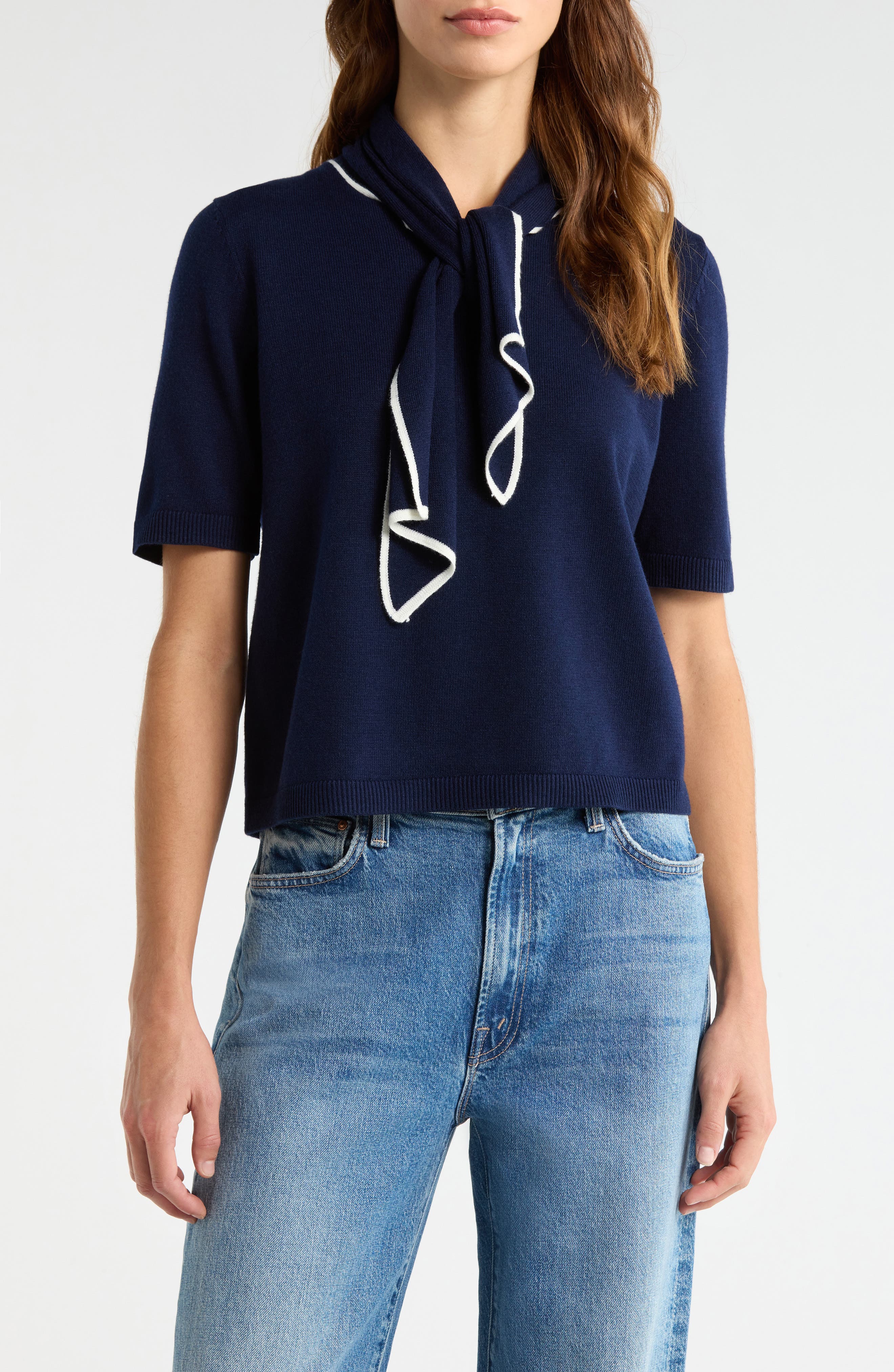 Tipped Tie Neck Sweater - image 3
