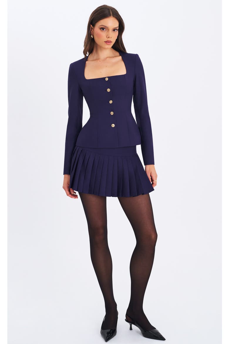Skylar Pleated A-Line Mini Skirt, Main, color, Indigo