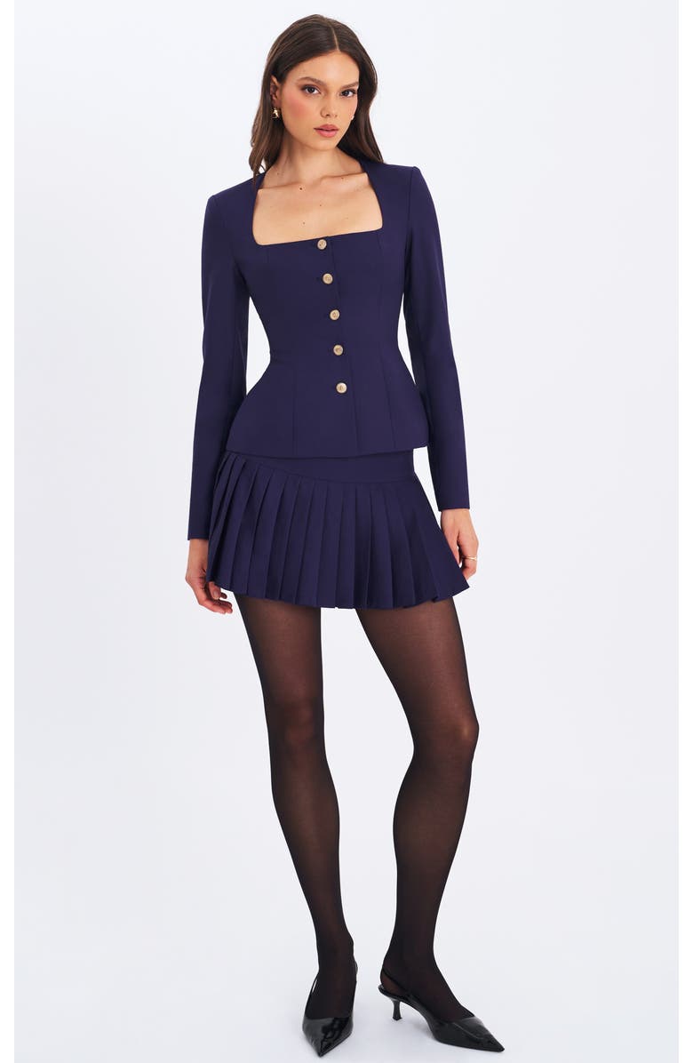 Miss Circle Skylar Pleated A-Line Mini Skirt, Main, color, Indigo