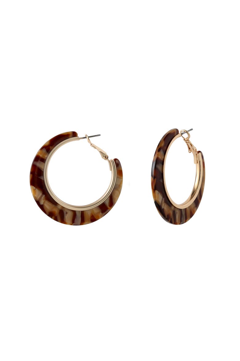 Hoop Earrings for Women Gold-Tone, Earth-Toned Hoops, Main, color, Gold-Tone