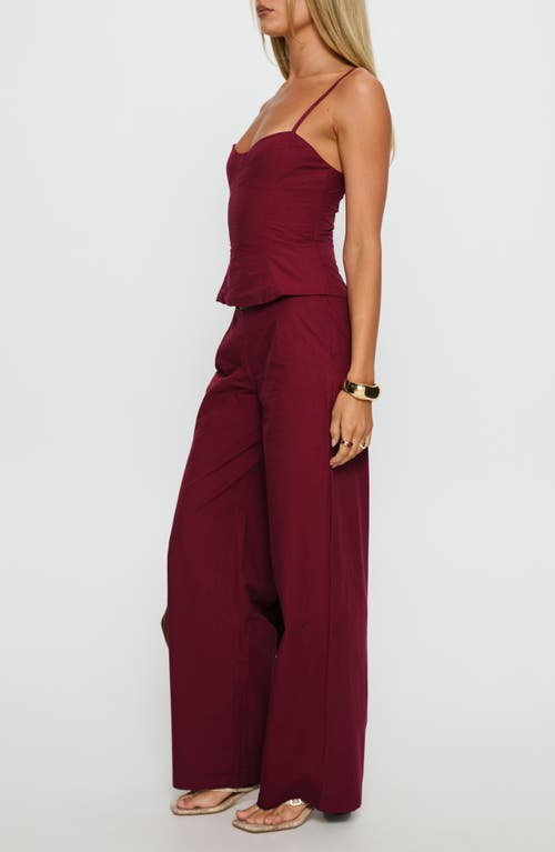 Princess Polly Kierstyn Cotton Camisole & Pants Set In Burgundy