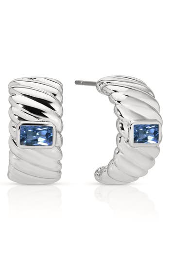Ettika Textured Half Hoop Earrings In Blue