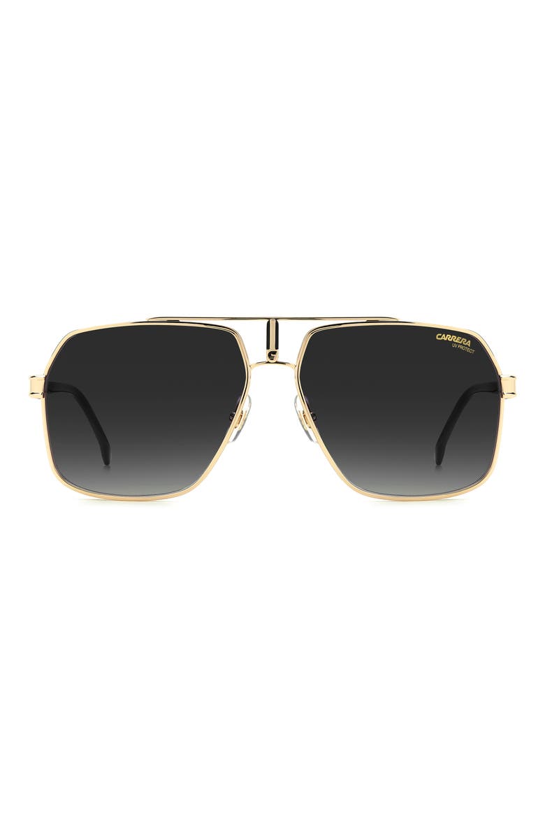 62mm Oversize Gradient Navigator Sunglasses, Main, color, BLACK GOLD/ GREY SHADED