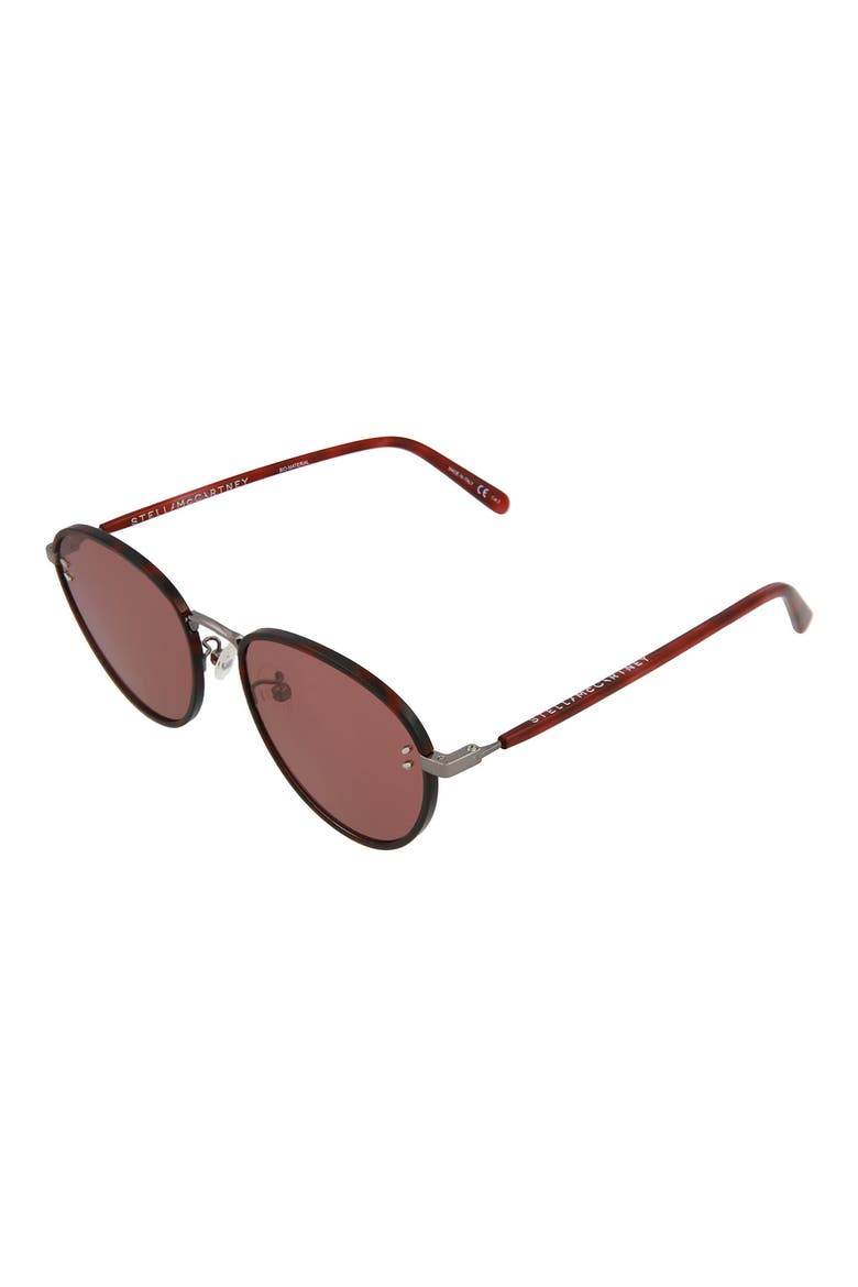 52mm Round Sunglasses, Alternate, color, SHNY DRK RUTHENIUM BRGNDY HVN