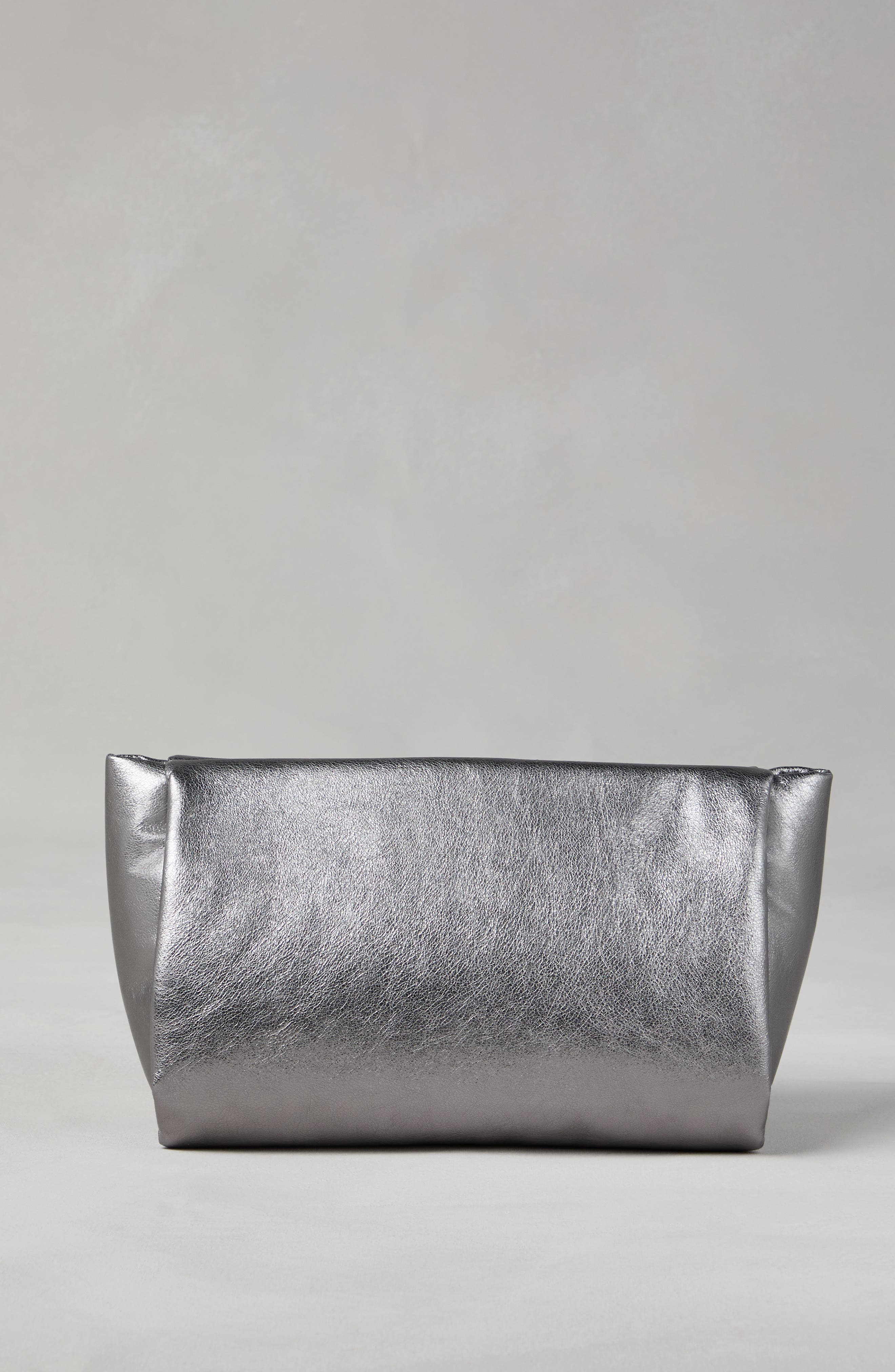 Brunello Cucinelli Lamé calfskin clutch bag with shimmering detail, Alternate, color, 