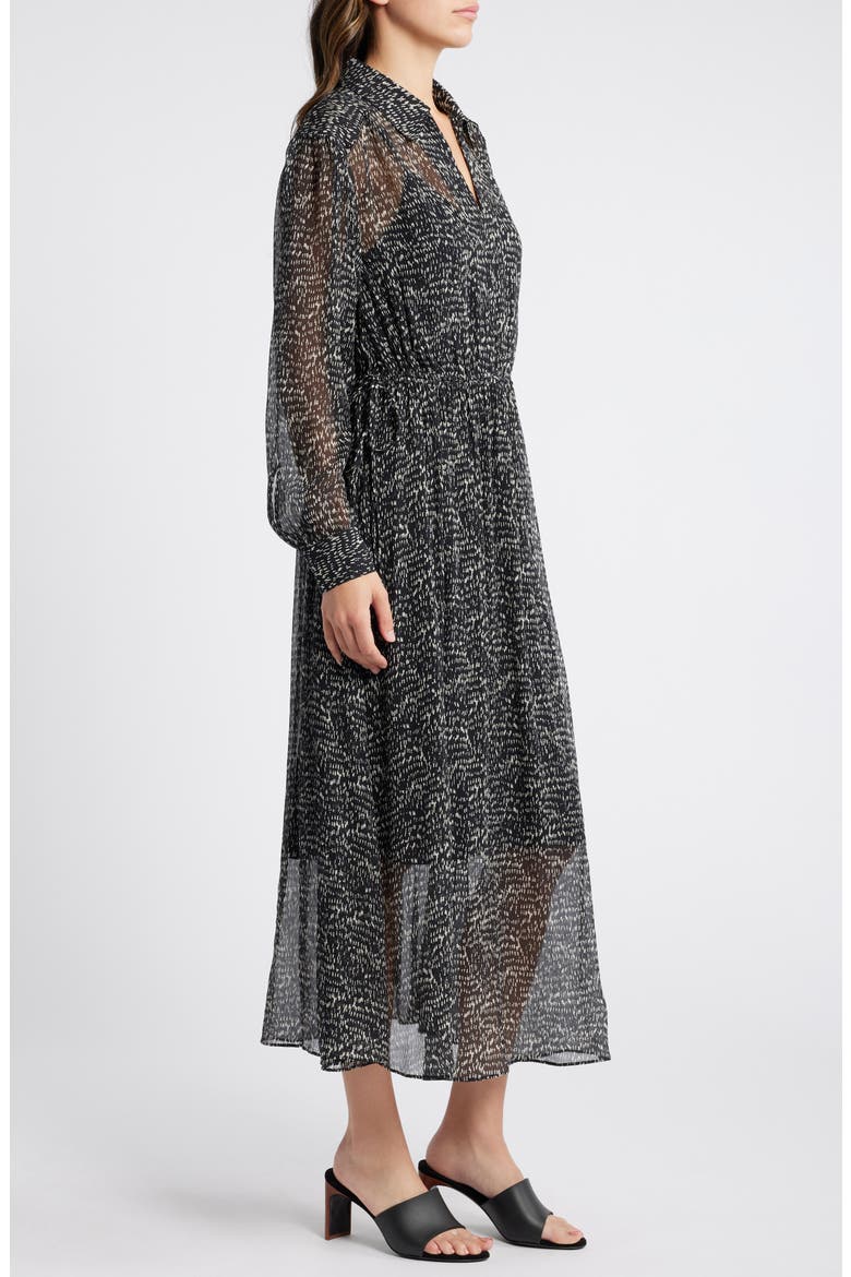Emmy Long Sleeve Silk Blend Dress, Alternate, color, BLKMULT