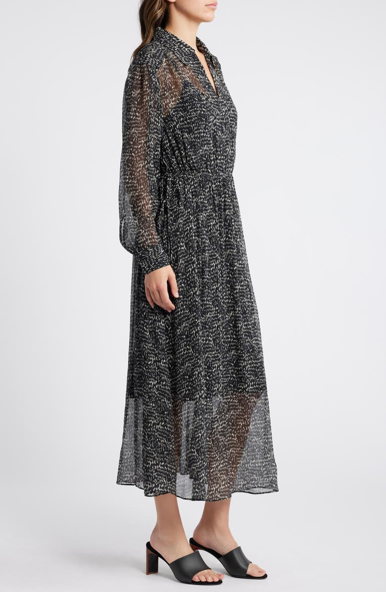 rag & bone Emmy Long Sleeve Silk Blend Dress, Alternate, color, Blkmult