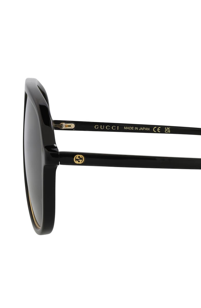 Gucci 57mm Aviator Sunglasses, Alternate, color, Black Green