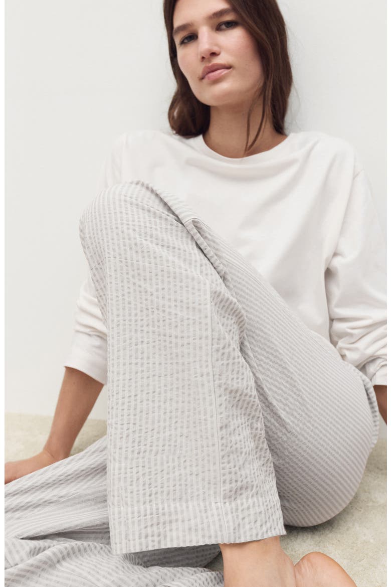 Cotton Seersucker Pajamas, Alternate, color, CHARCOAL