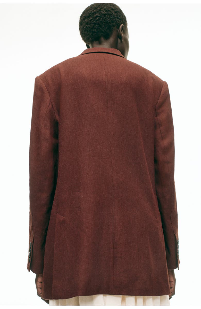 H&M Linen-blend blazer, Alternate, color, Dark Rust Brown