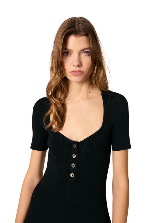 Maje Rib Knit Short Dress In Black