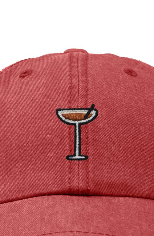 Dalix Espresso Martini Embroidered Hat In Washed Red