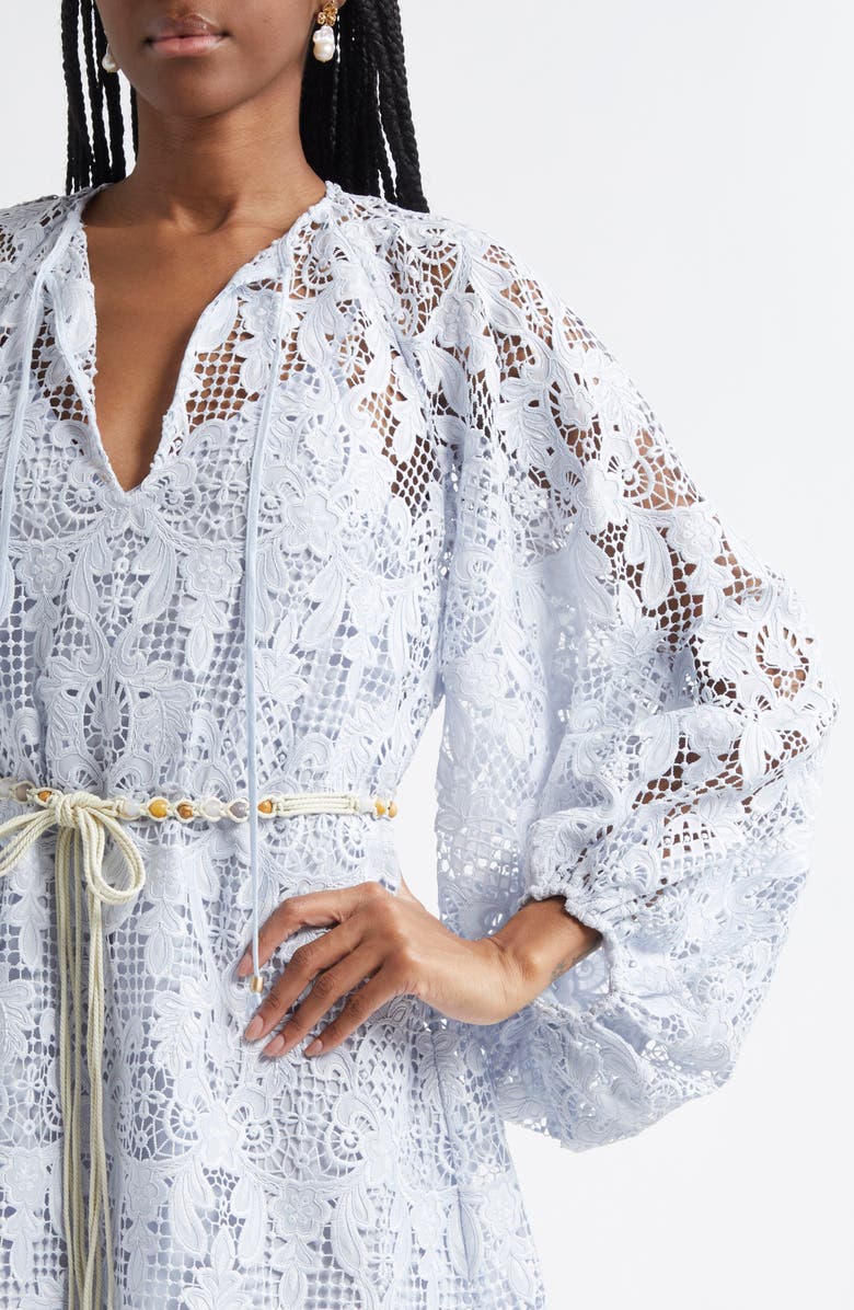 Zimmermann Coco Long Sleeve Guipure Lace Dress, Alternate, color, Powder Blue