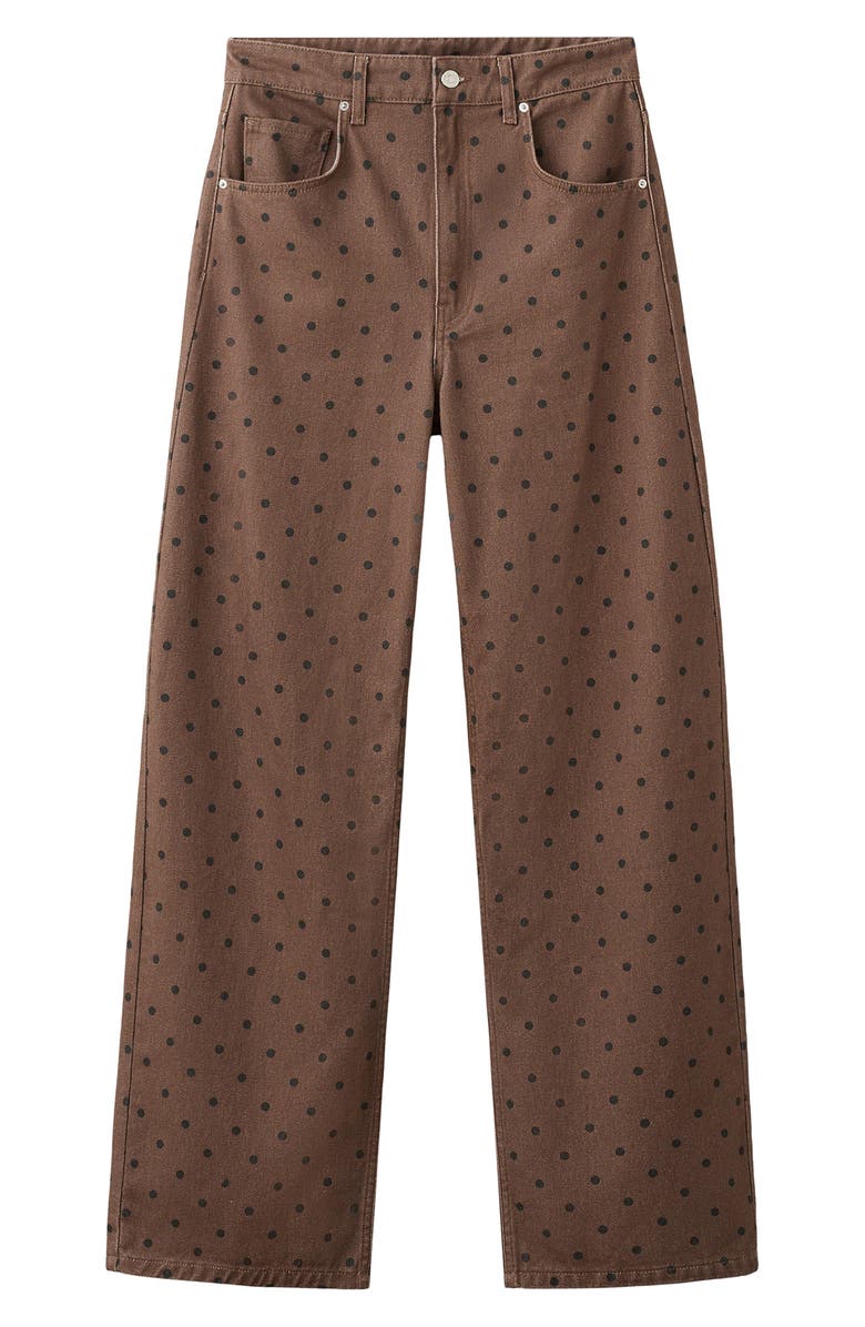 MANGO Polka Dot Straight Leg Jeans, Alternate, color, Chocolate