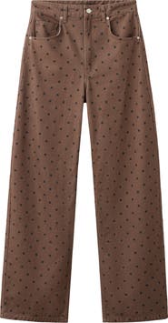 MANGO Polka Dot Straight Leg Jeans