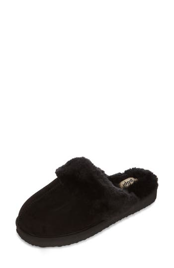 Floopi Faux Suede Faux Fur Lined Slipper In Black