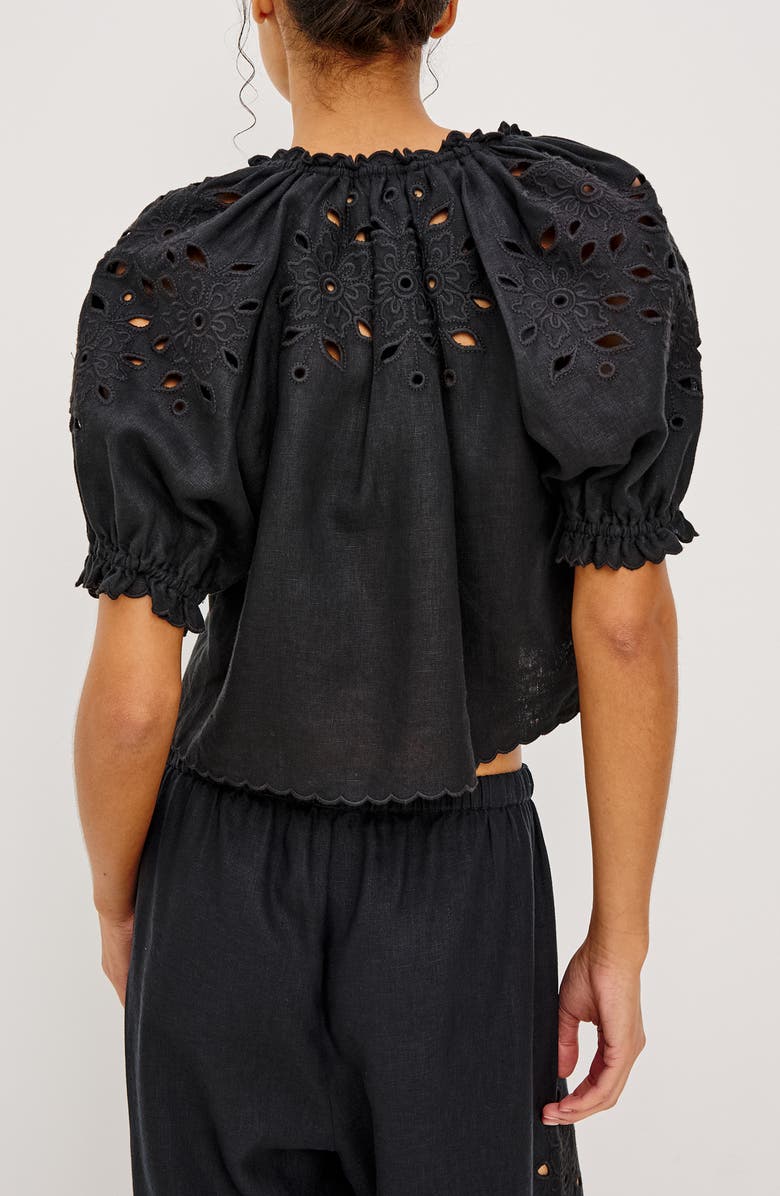 Rails Lizbeth Eyelet Linen Top, Alternate, color, Black