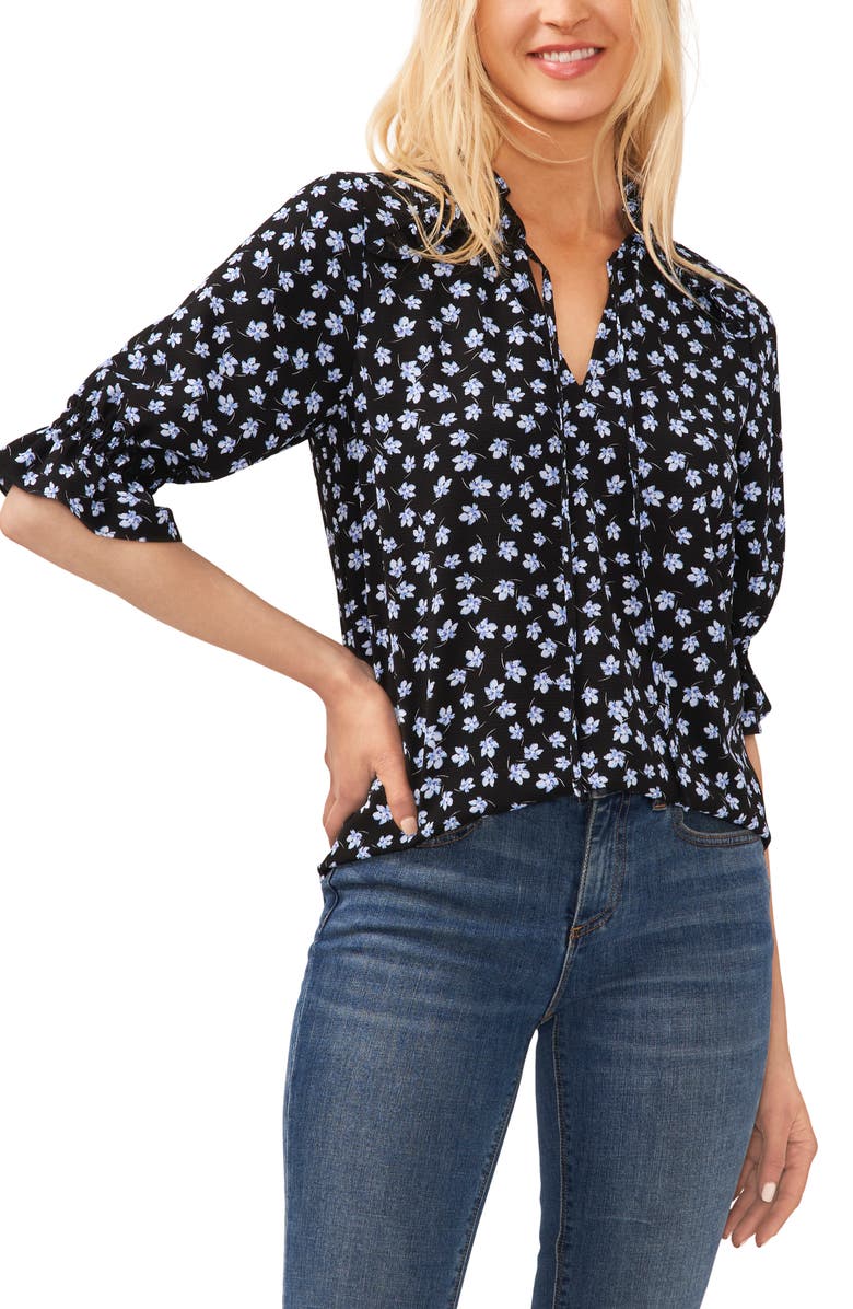 CeCe Floral Split Neck Blouse, Main, color, 