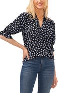 CeCe Floral Split Neck Blouse