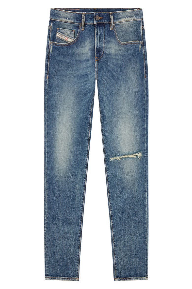 D-Strukt Ripped Slim Fit Jeans, Main, color, BLUE