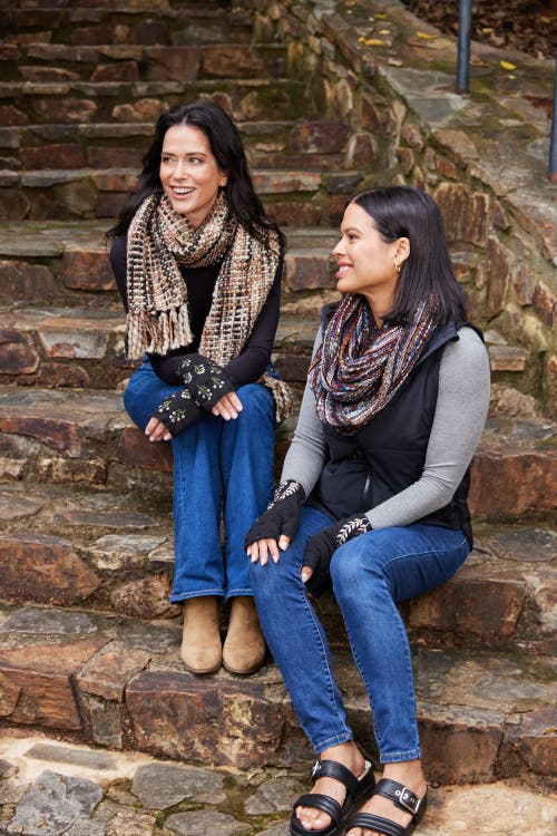 Feelgoodz Artisan Woven Stella 100% Recycled Acrylic Multi Colored Winter Scarf In Brown