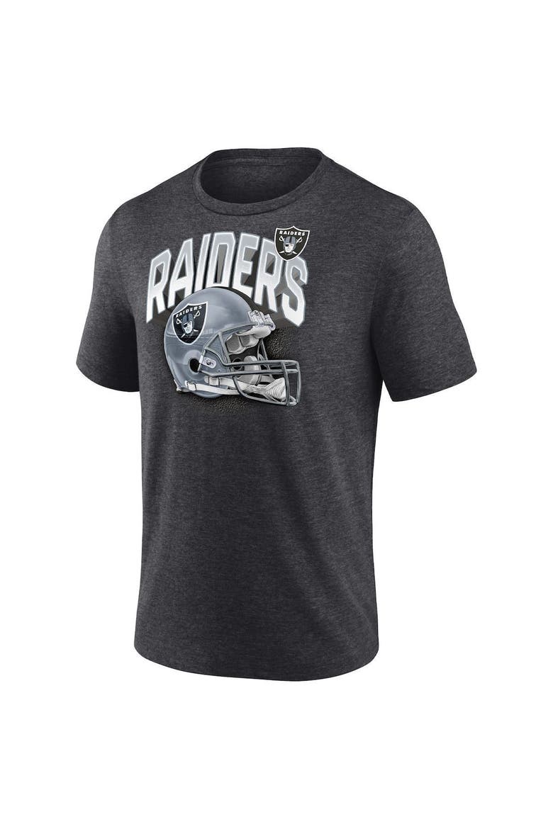 Men's Fanatics Branded Heathered Charcoal Las Vegas Raiders End Around Tri-Blend T-Shirt, Alternate, color, Heather Charcoal
