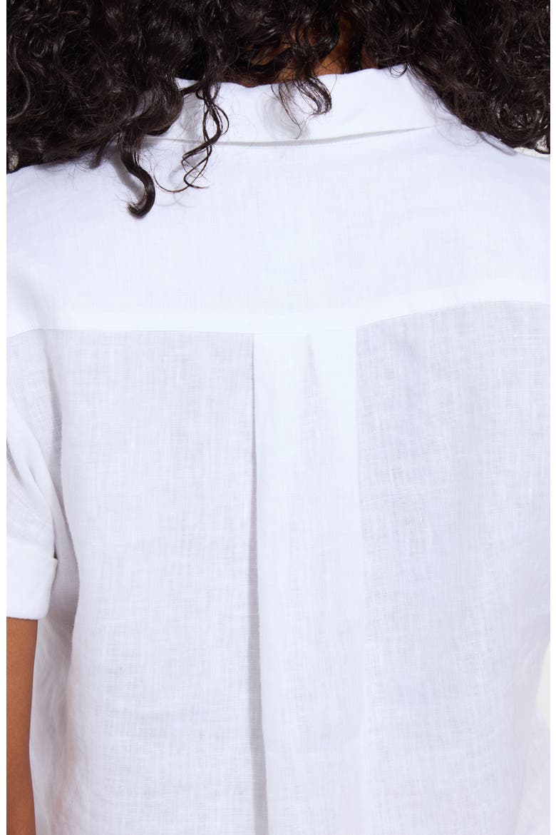 Lyla Short Sleeve Linen Button-Up Shirt, Alternate, color, WHITE