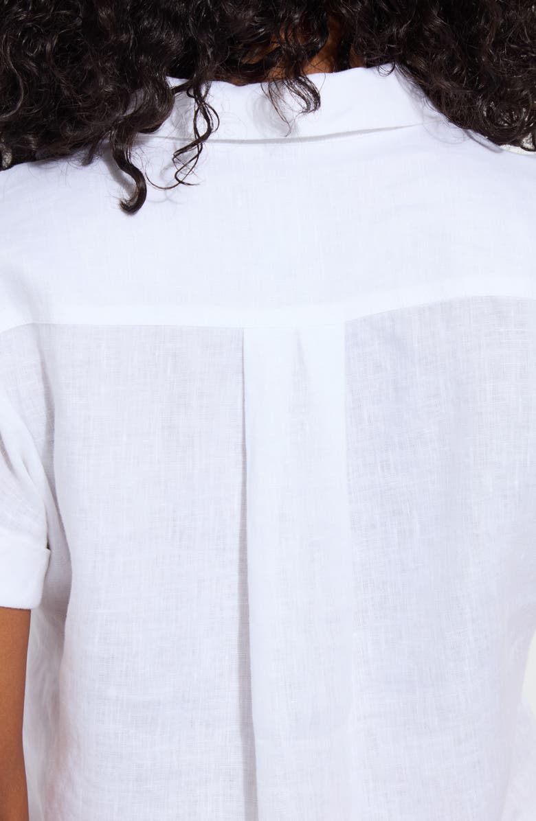 Lysse Lyla Short Sleeve Linen Button-Up Shirt, Alternate, color, White
