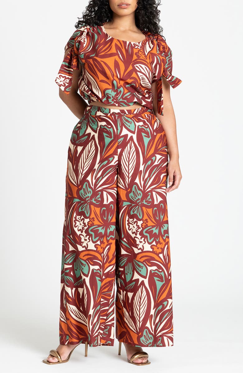 ELOQUII Tie Cuff Crop Top, Alternate, color, 