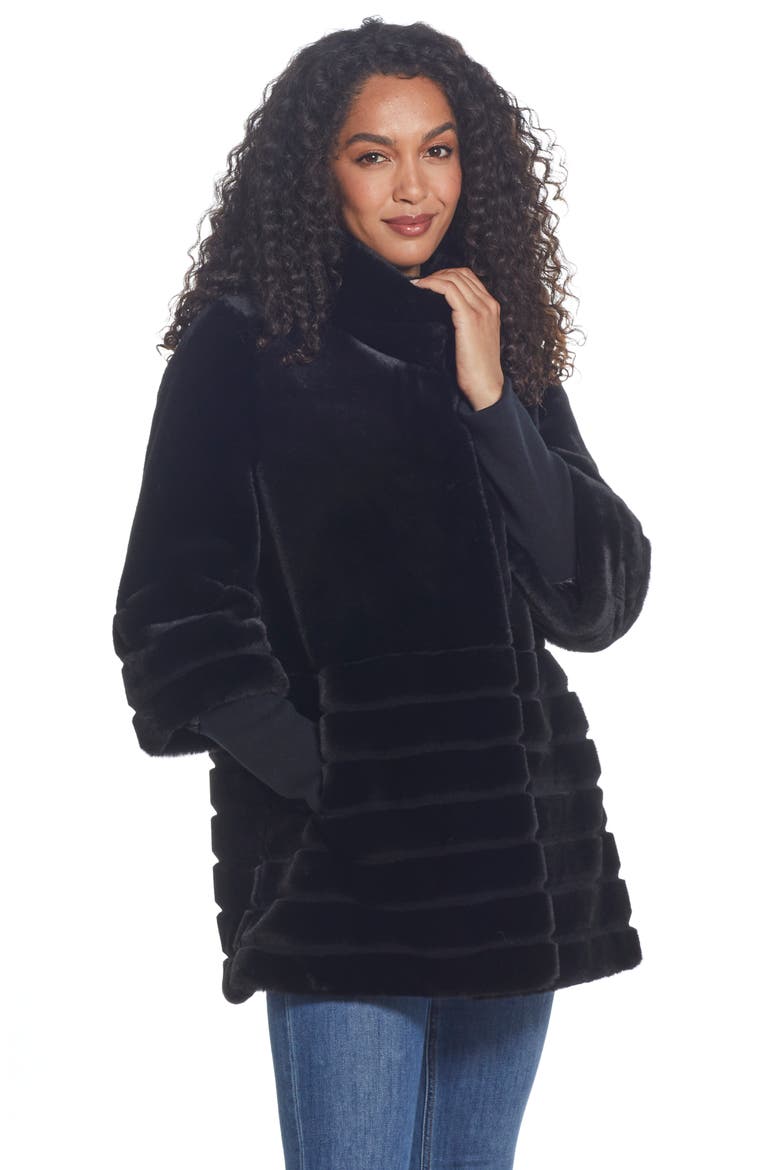 Water Resistant Faux Fur Jacket, Alternate, color, BLACK