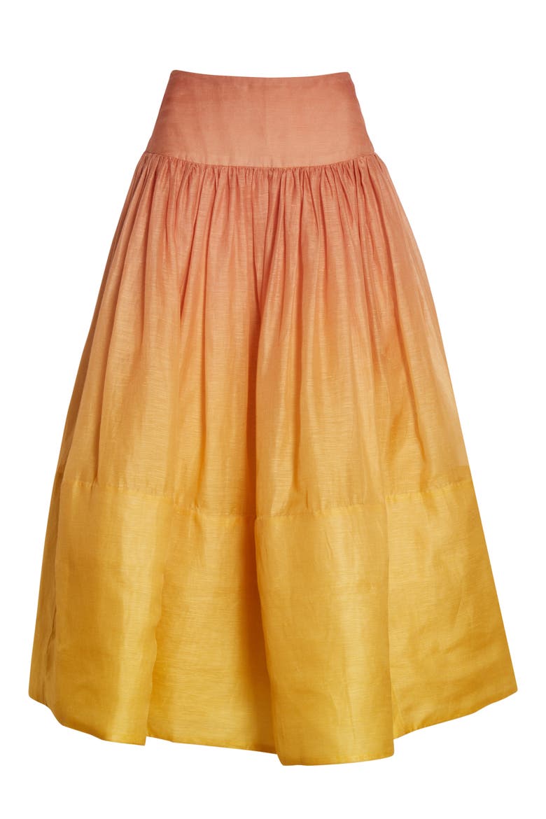 Postcard Ombré Silk & Linen Skirt, Alternate, color, OMBRE SUNSHINE