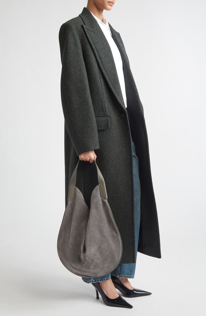 Victoria Beckham The Dia Soft Suede Hobo Bag, Alternate, color, Pebble Grey