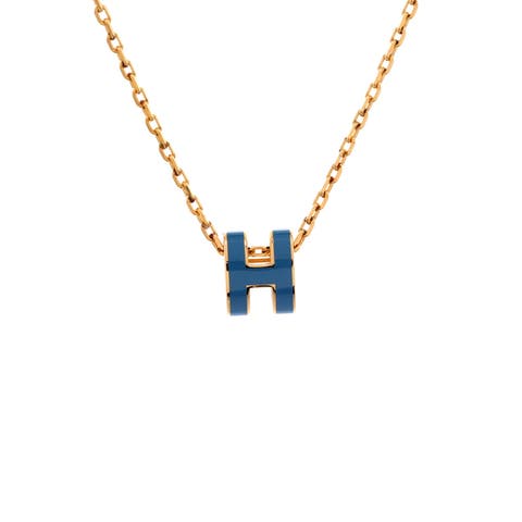 Pop H Pendant Chain Necklace Metal and Enamel Mini