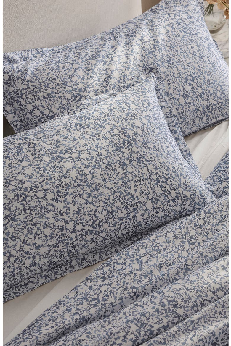 Signature Garden Print Hemmed Organic Cotton Duvet Cover & Shams Set, Alternate, color, BAY