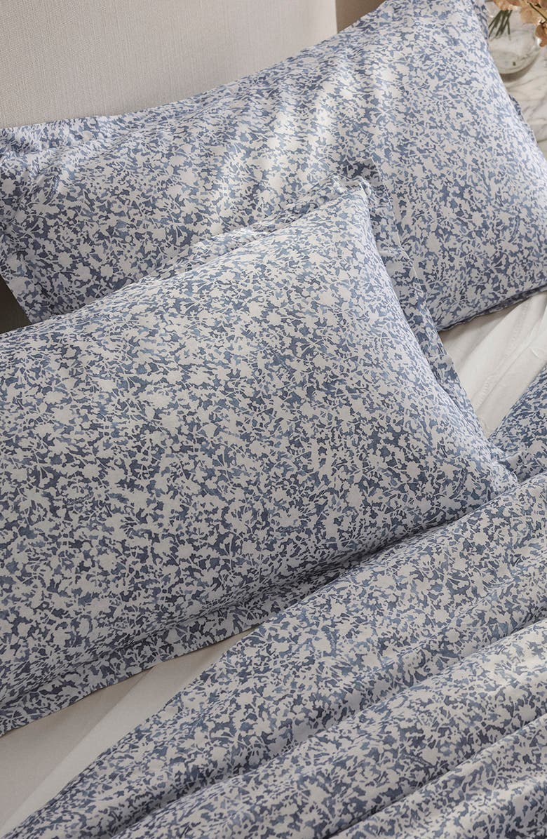 Boll & Branch Signature Garden Print Hemmed Organic Cotton Duvet Cover & Shams Set, Alternate, color, Bay